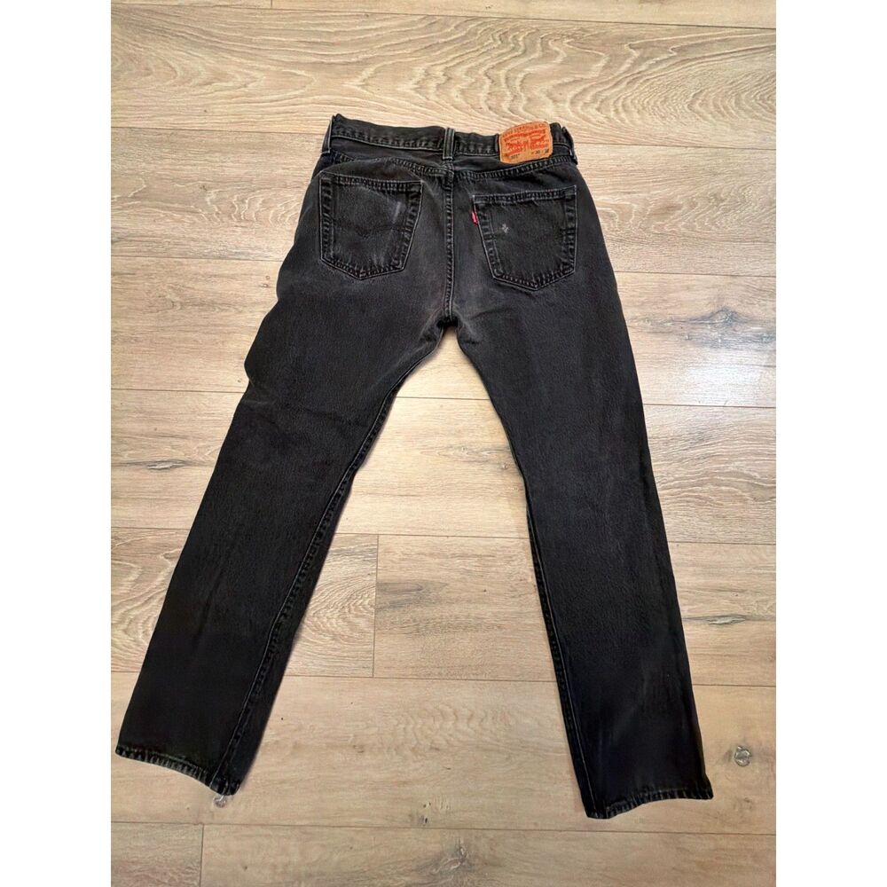 Levi’s 501 Black Jeans W30 L32 100% Cotton Straight Leg Button Fly - Picture 2 of 10
